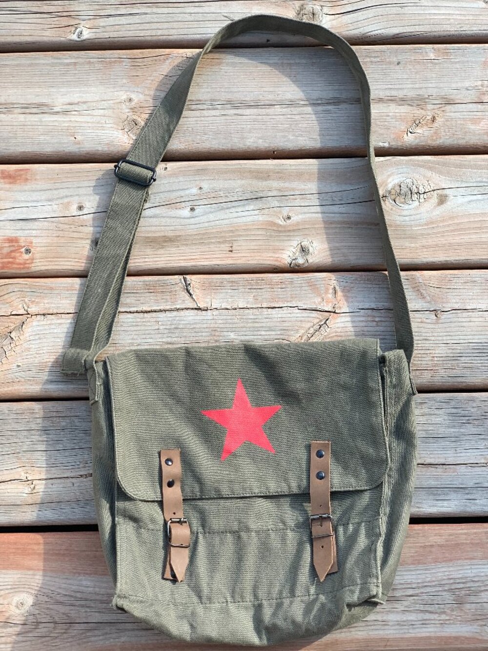 Rothco Canvas Messenger Classic Bag Army Olive Drab Medic Red Star Military